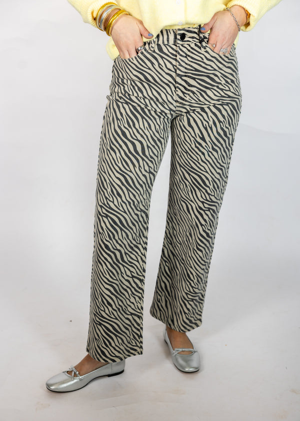 Zebra Stripe Straight Leg Jeans