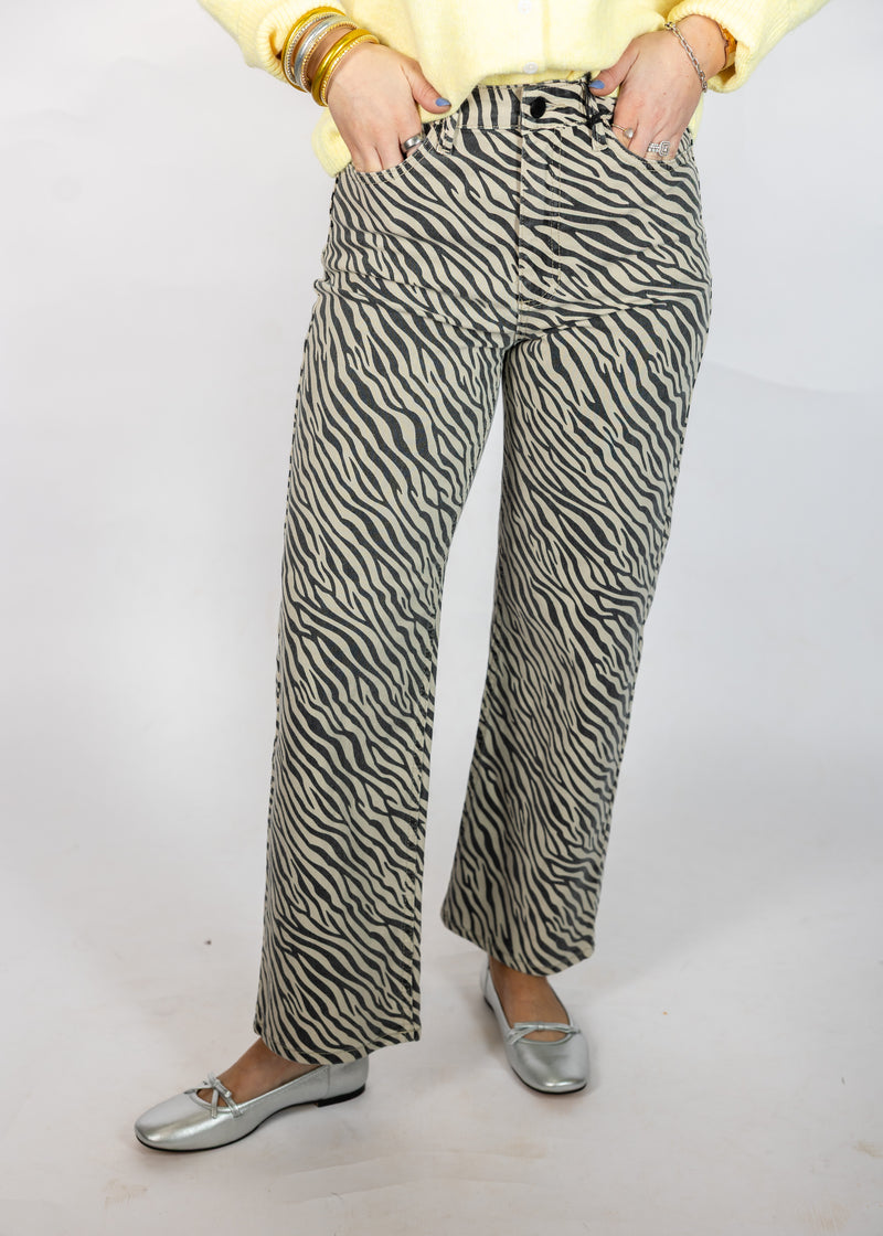 Zebra Stripe Straight Leg Jeans