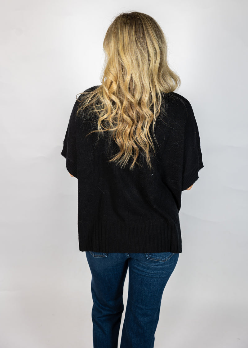 Black Poncho Style Turtle Neck