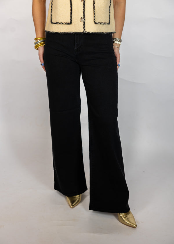 Black Stretchy Wide Leg Jeans