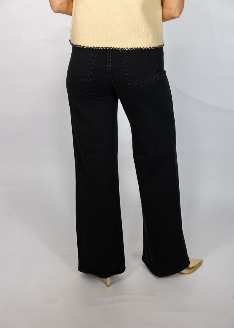 Black Stretchy Wide Leg Jeans