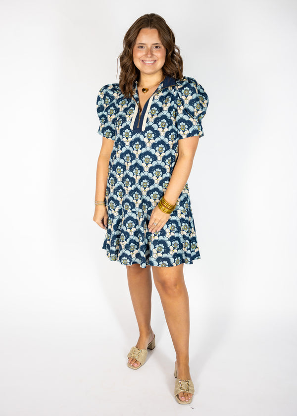 Indigo Combo Mini Dress