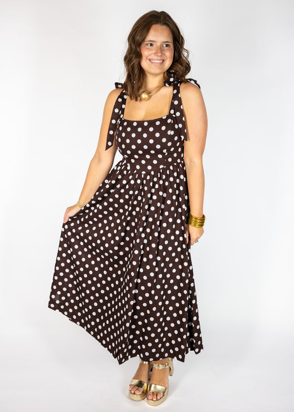 Brown Polka Dot Midi/Maxi Dress