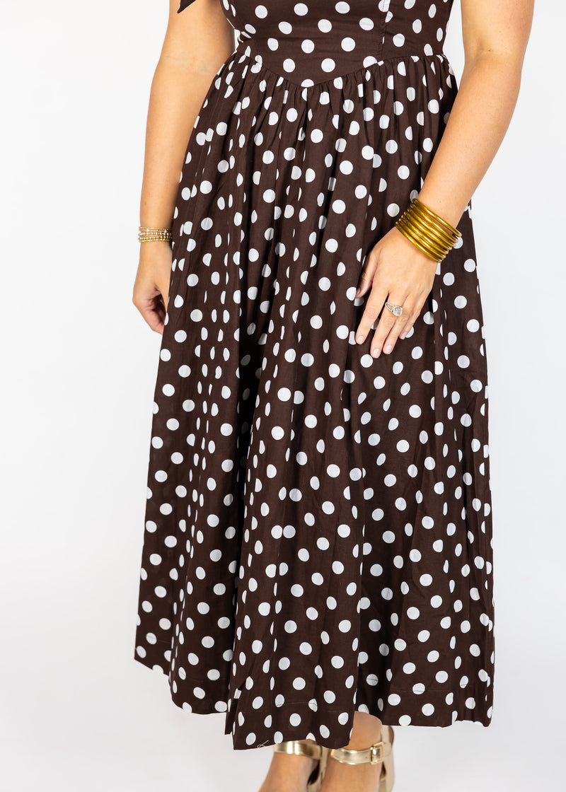 Brown Polka Dot Midi/Maxi Dress