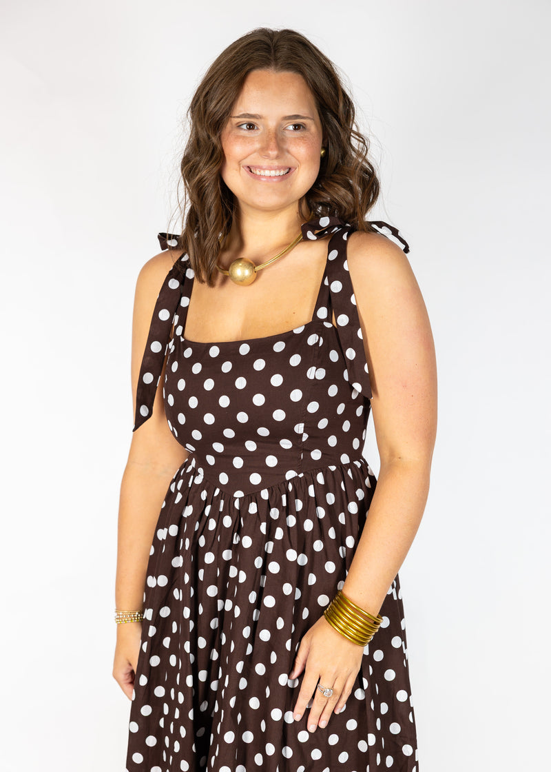 Brown Polka Dot Midi/Maxi Dress