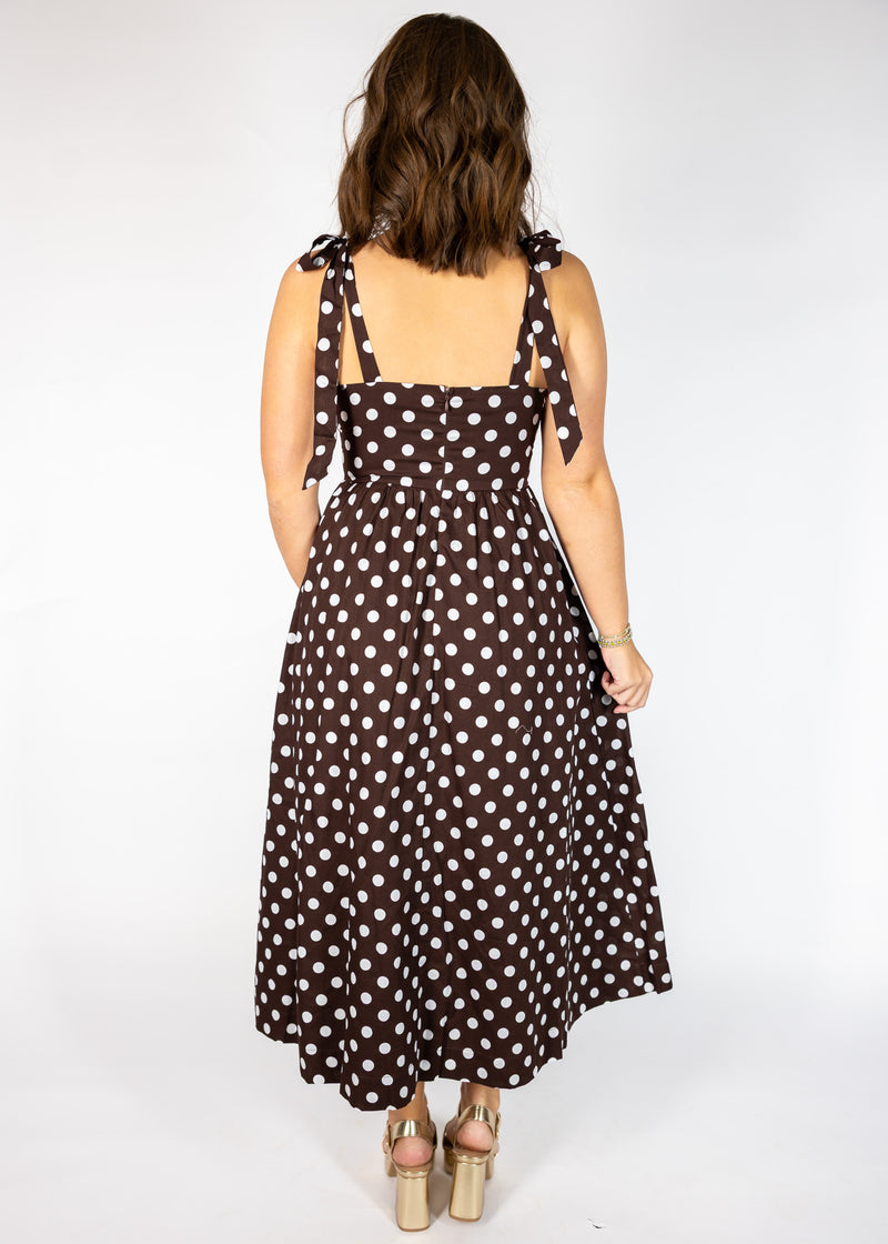 Brown Polka Dot Midi/Maxi Dress