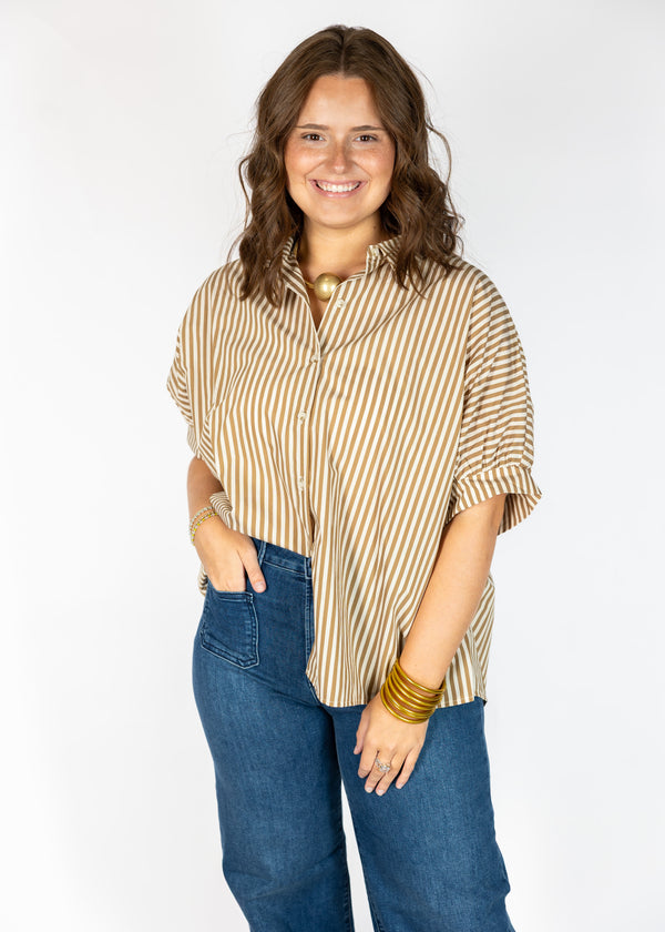 Ash Brown Stripe Oversized Top