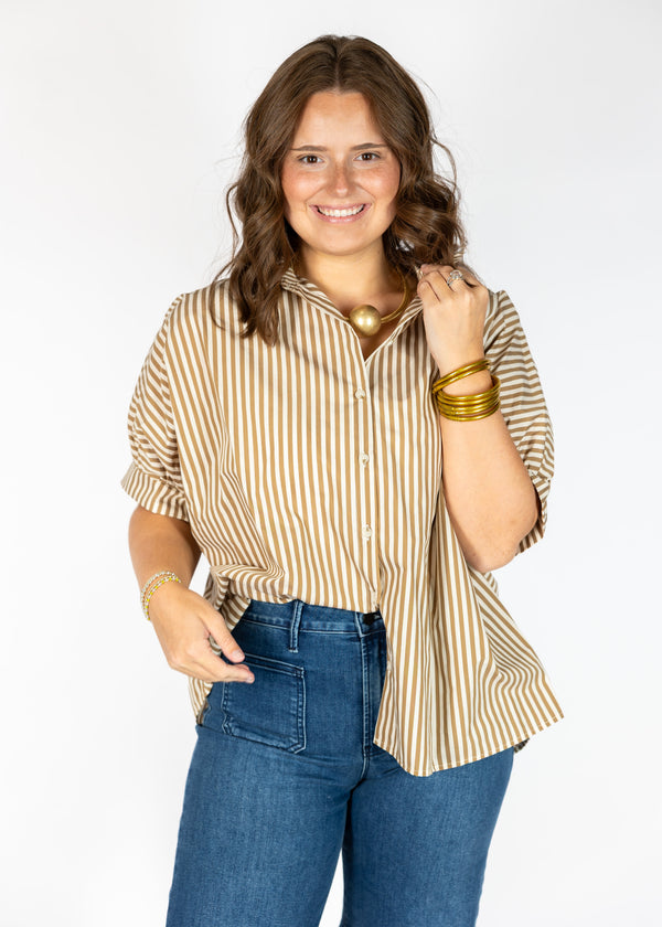 Ash Brown Stripe Oversized Top