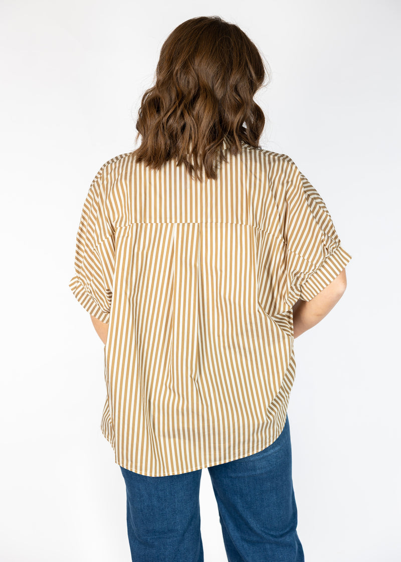 Ash Brown Stripe Oversized Top