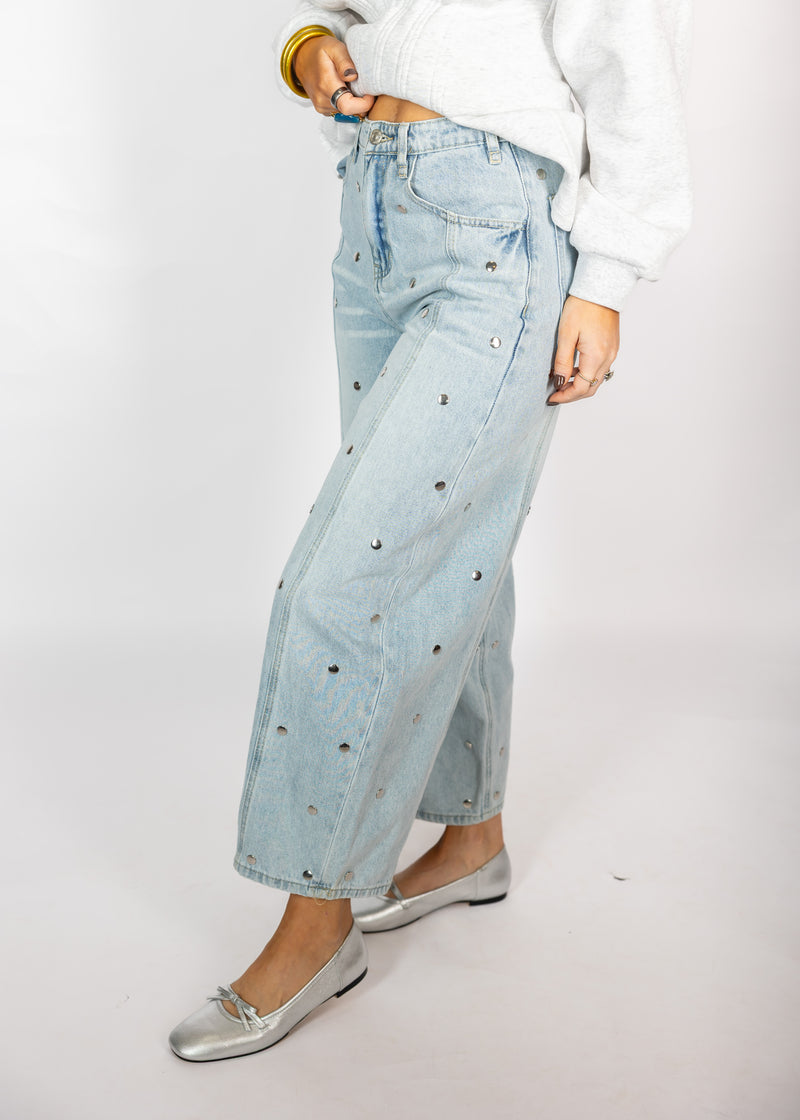 Star Studded Barrel Jeans