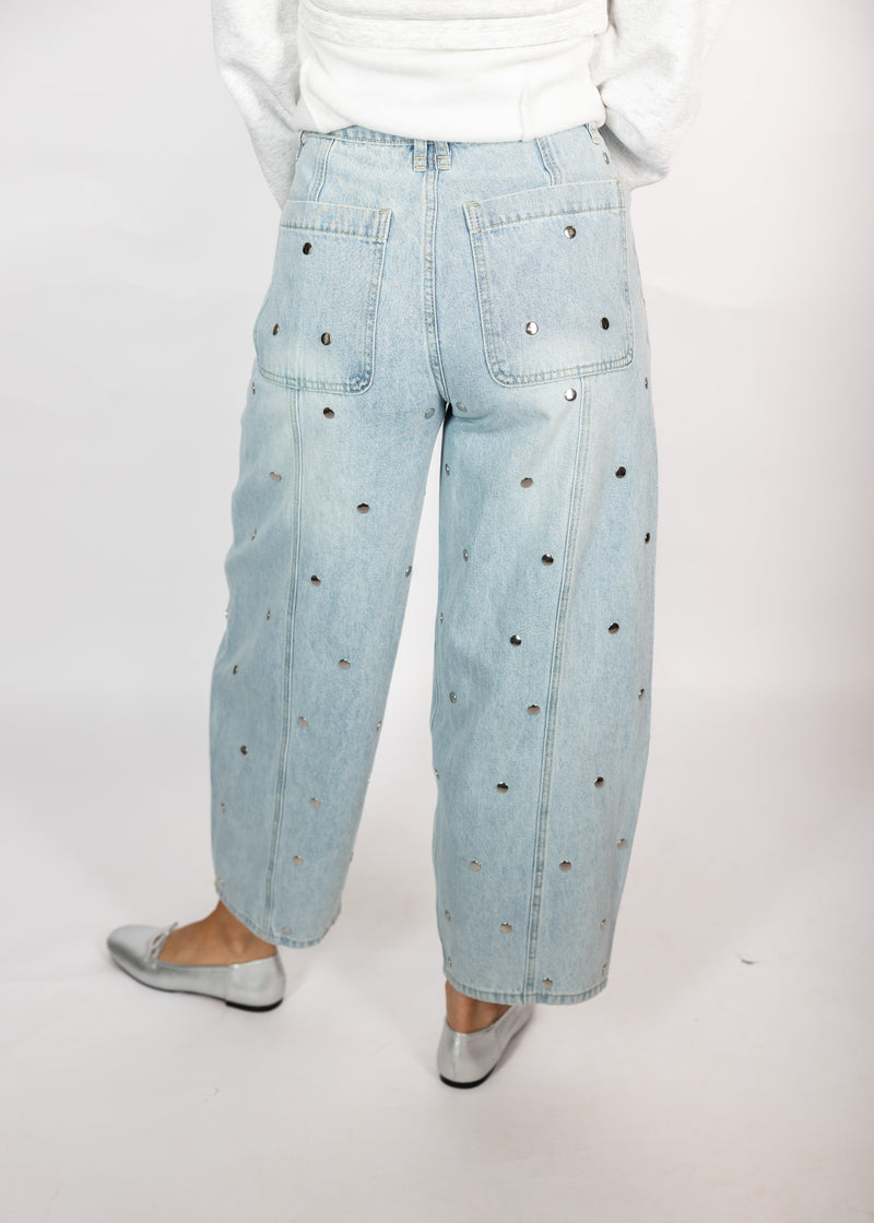 Star Studded Barrel Jeans