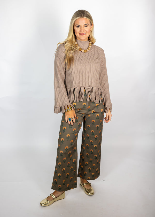 Mocha Fringe Sweater