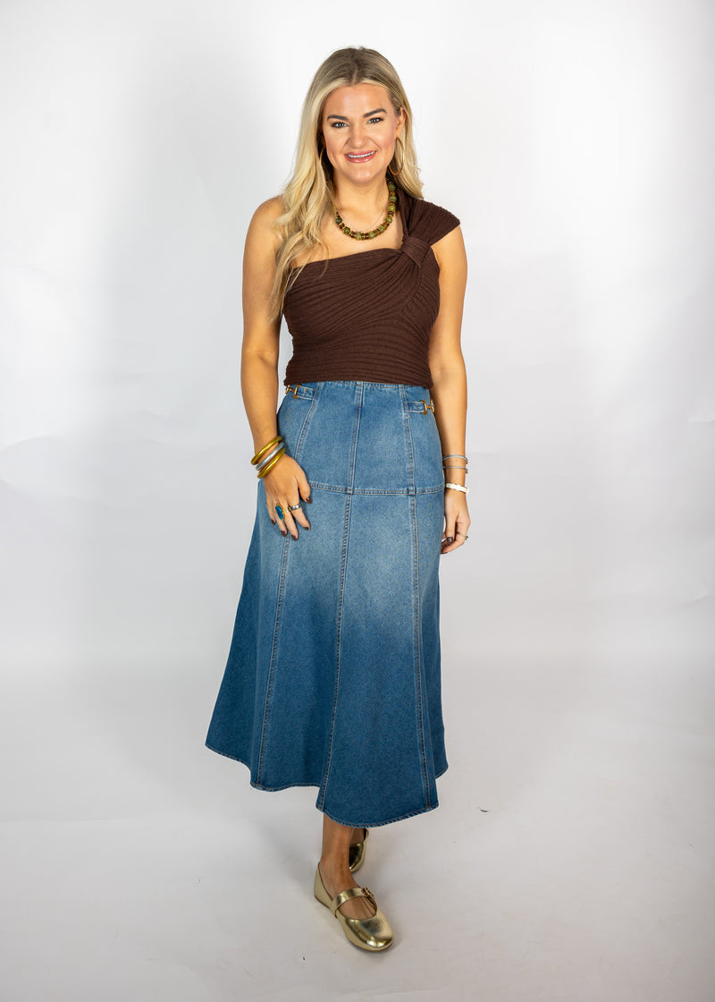 Chocolate Brown One Shoulder Top