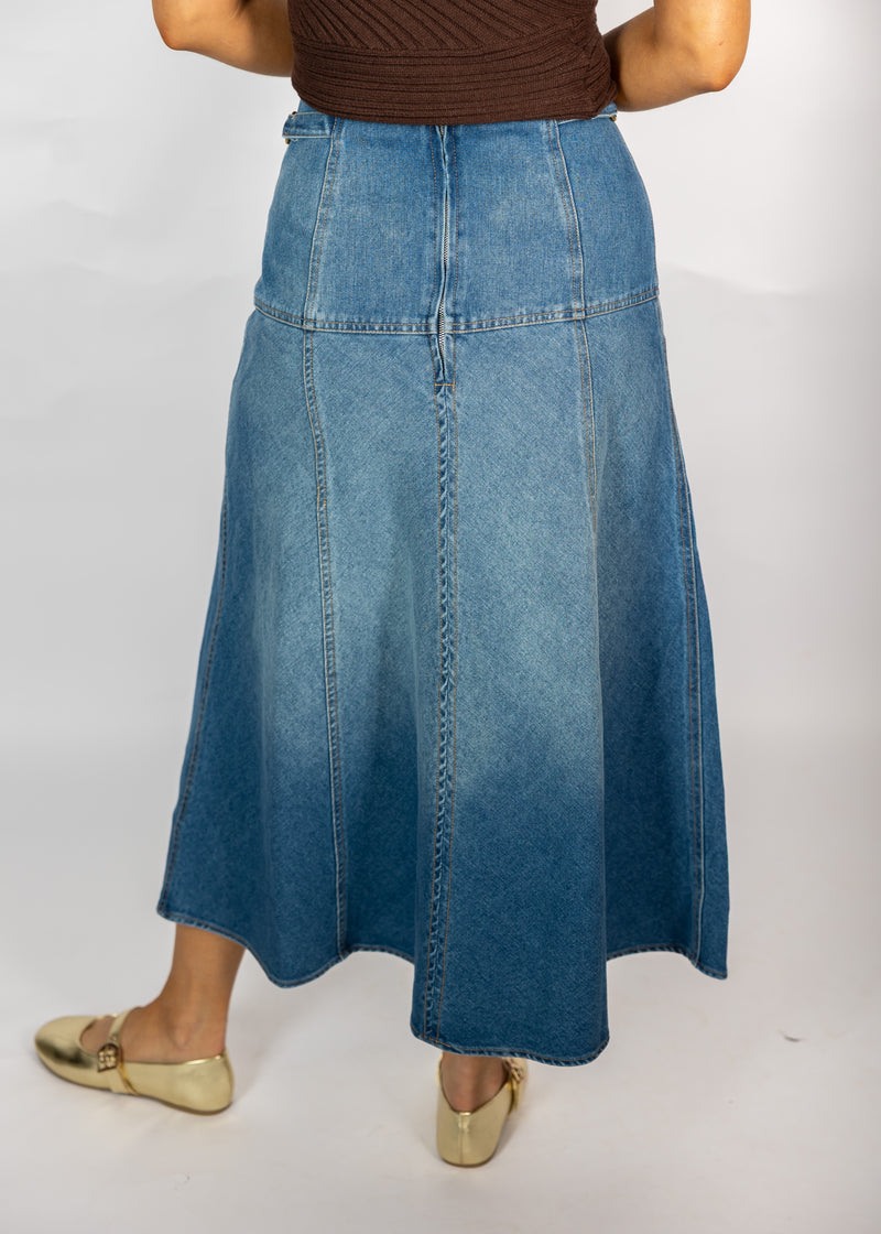 Gold Buckle Denim Skirt