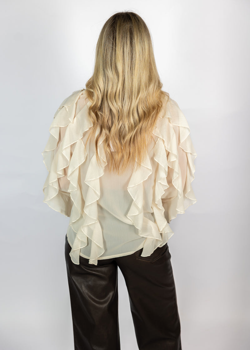 Beige Ruffle Blouse