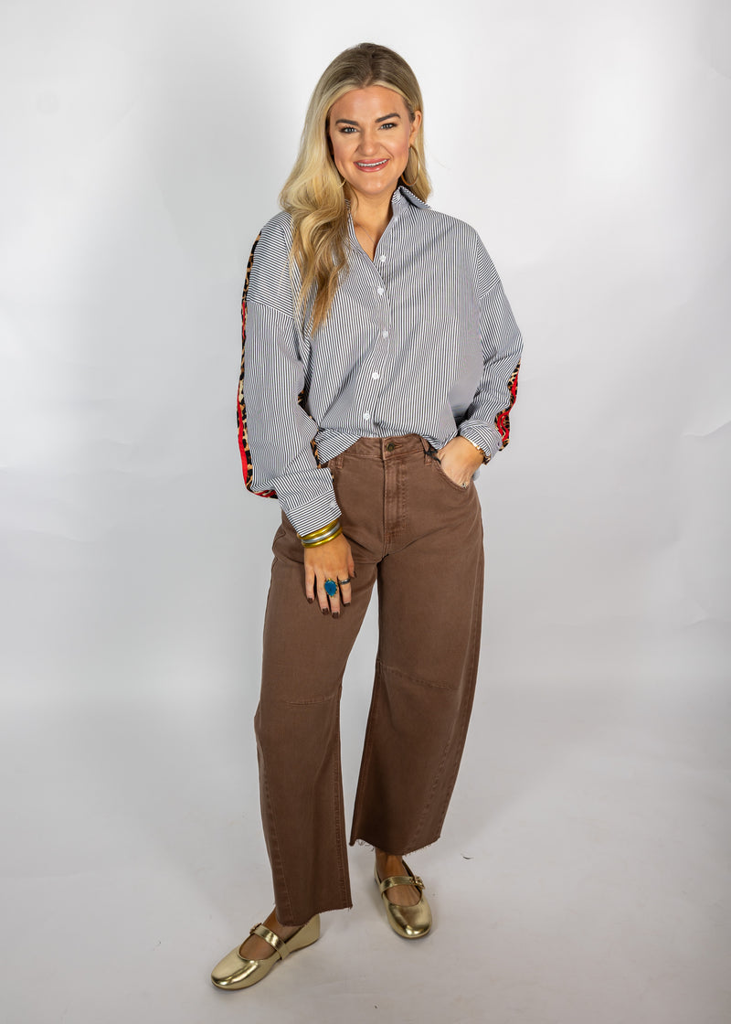 Cheetah Striped Button Down