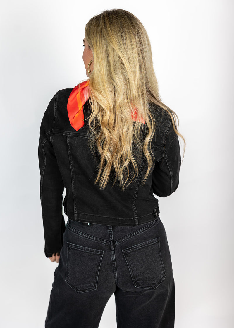 Washed Black Collarless Jacket