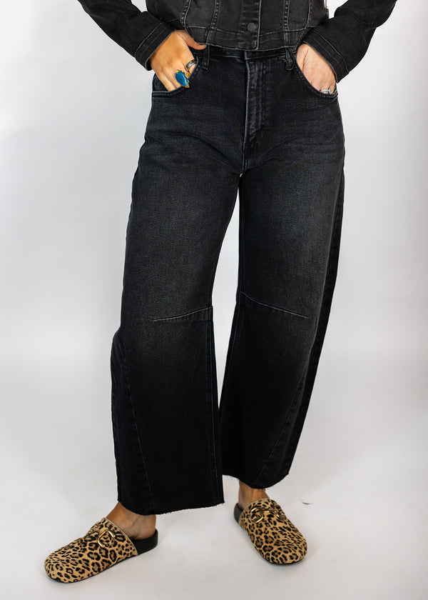 Washed Black Barrel Jeans