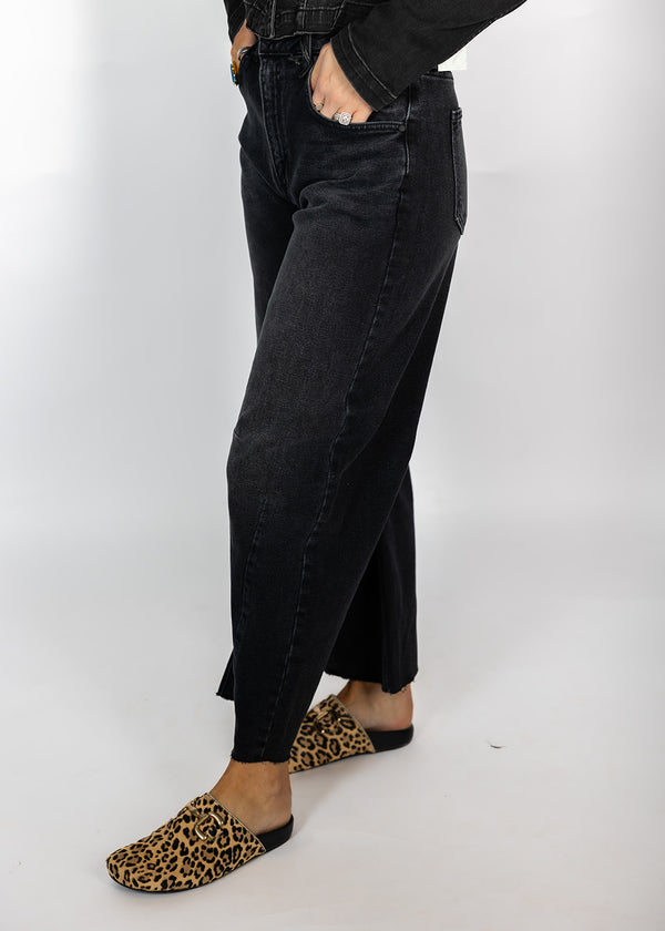 Washed Black Barrel Jeans