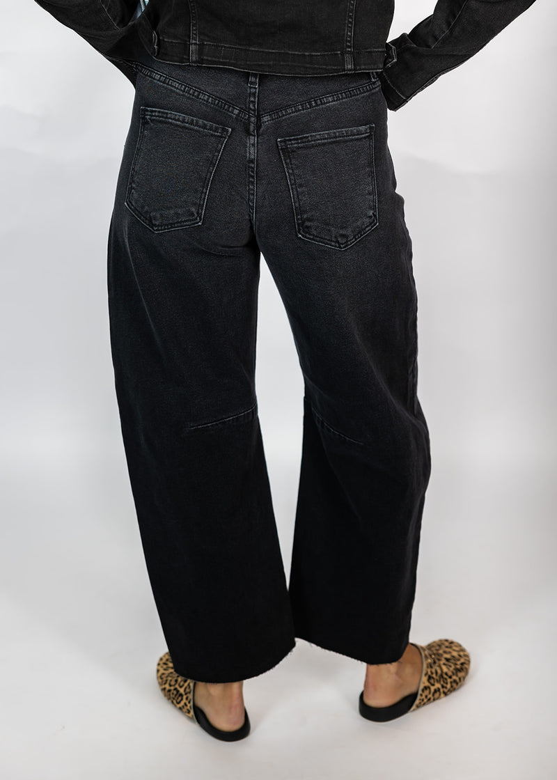 Washed Black Barrel Jeans