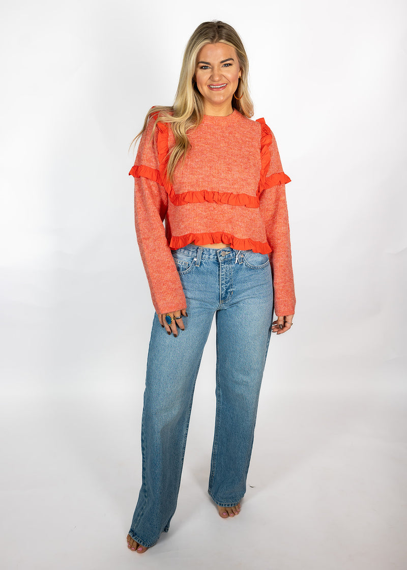 Red Ruffle Sweater