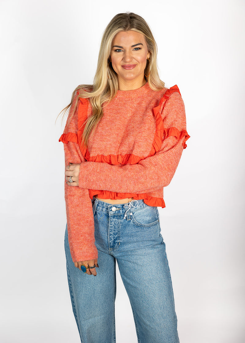 Red Ruffle Sweater