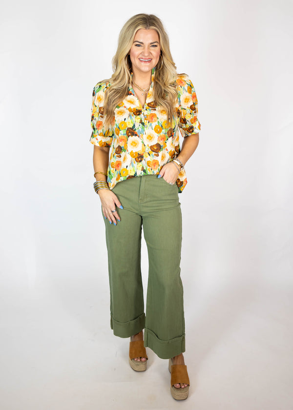 Mandarin Floral Top
