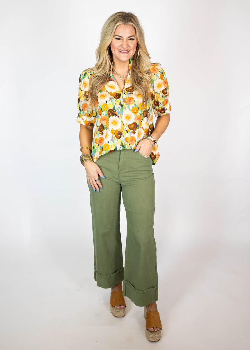 Mandarin Floral Top
