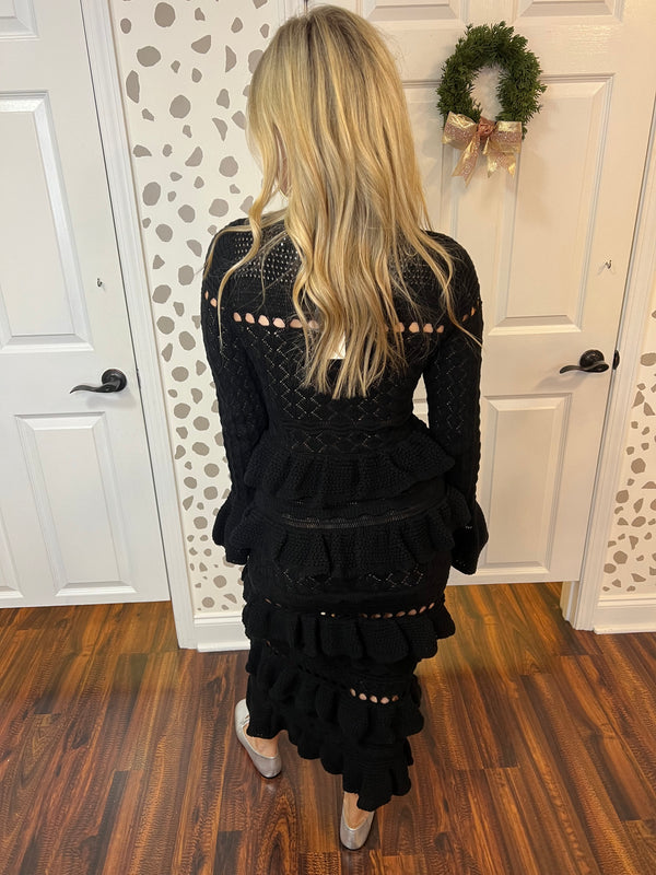 Crochet Midi Dress: Black