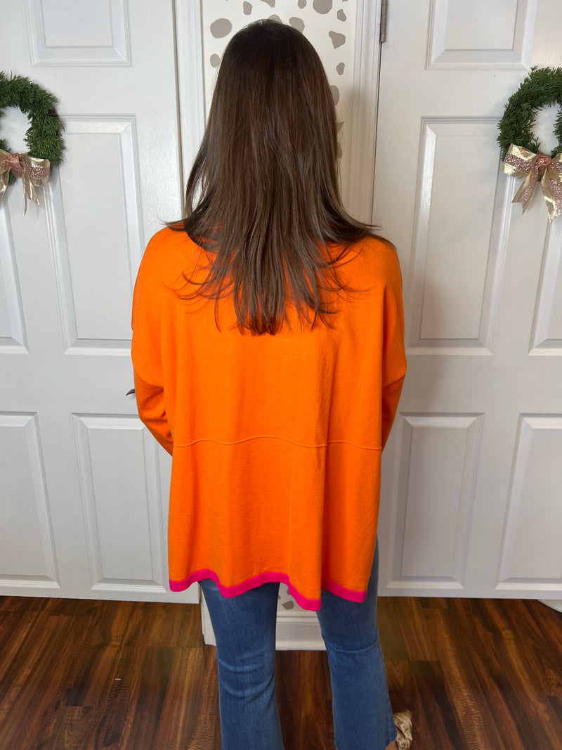 Electric Orange Turtleneck Sweater