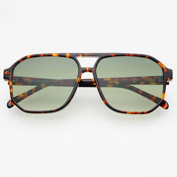 Billie Unisex Aviator Sunglasses: Tortoise / Green
