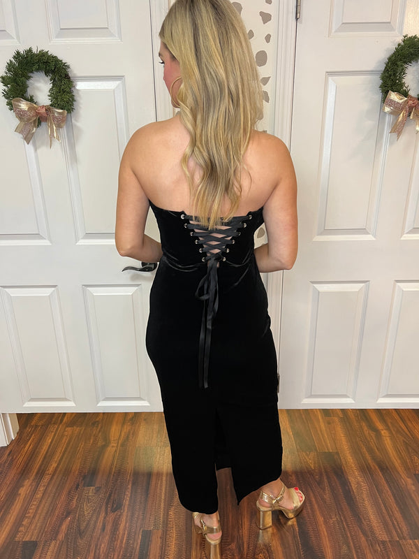 Bow-tastic Velvet Midi Dress