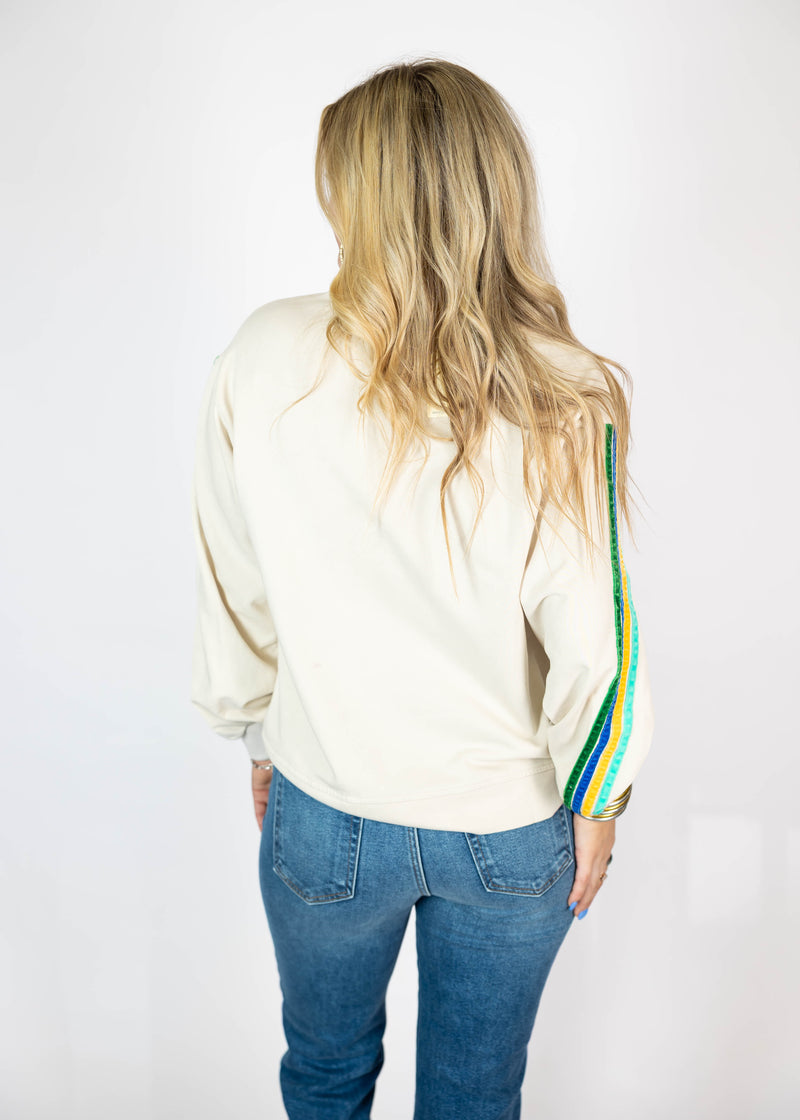 Velvet Stripe Long Sleeve Top