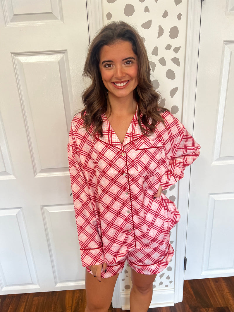 Holiday Plaid Satin PJ Set