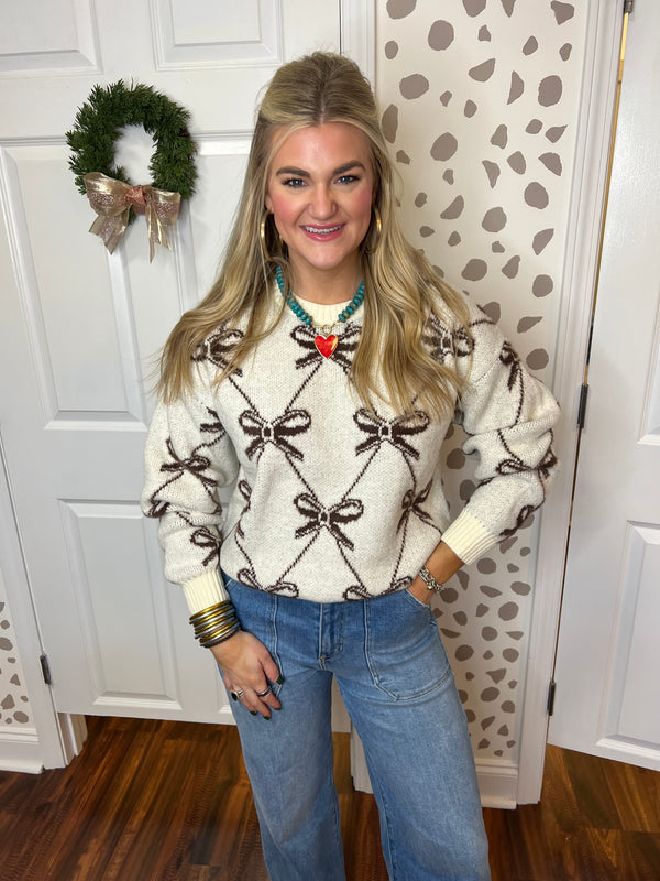 Brown Bow Sweater