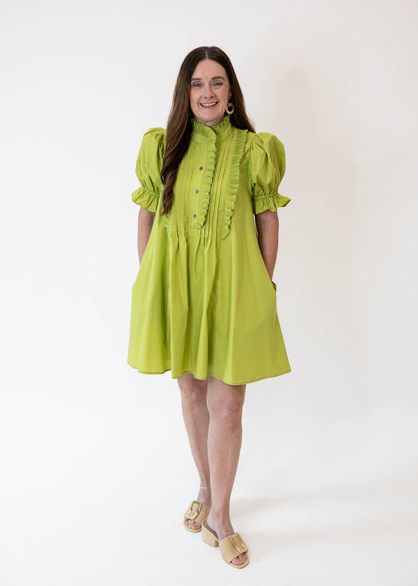 Chartreuse Ruffle Mini Dress