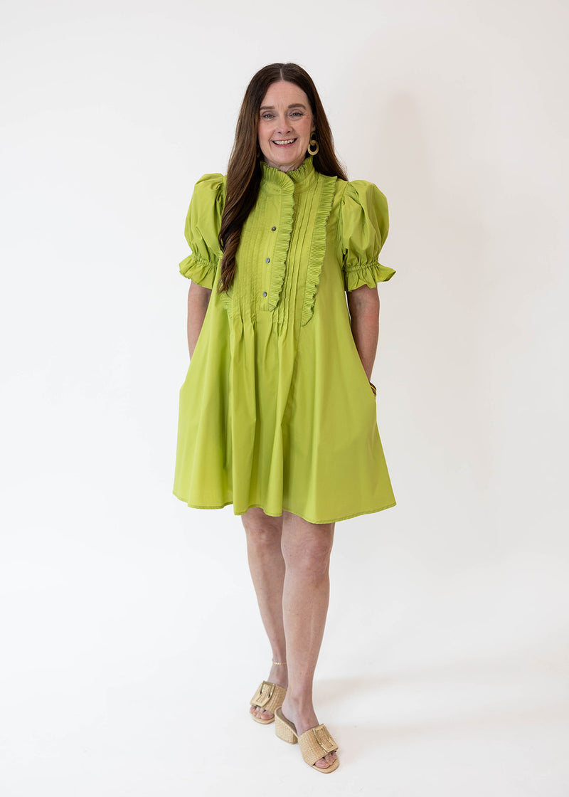 Chartreuse Ruffle Mini Dress