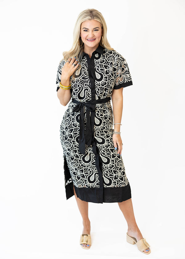 Black Crochet Midi Lace Dress