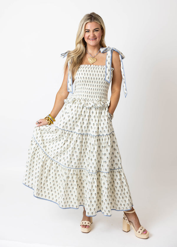 Coastal Smocked Midi Dress