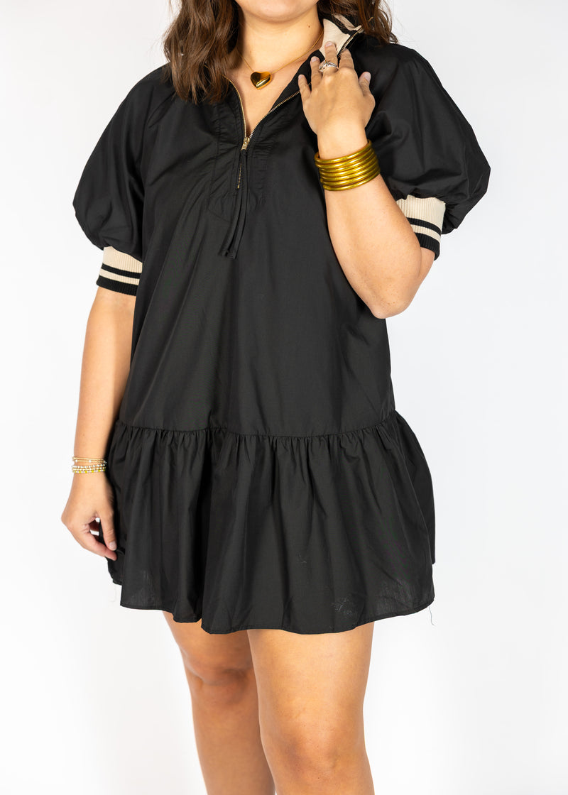 Black Statement Collar Mini Dress