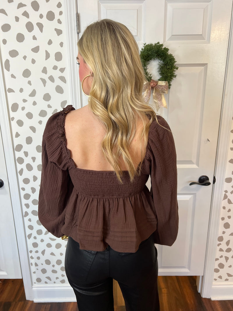 Brown Baby Doll Top