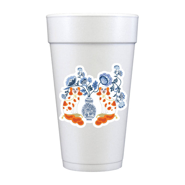 Staffordshire Dogs Full Color Foam Cups - Girly