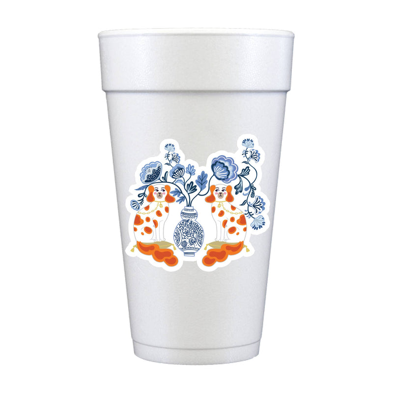 Staffordshire Dogs Full Color Foam Cups - Girly