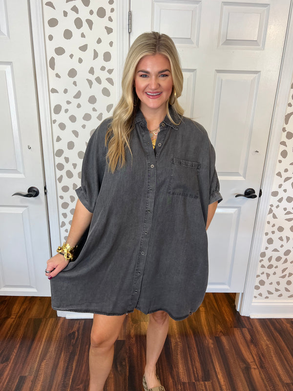 Washed Black Tunic Dress