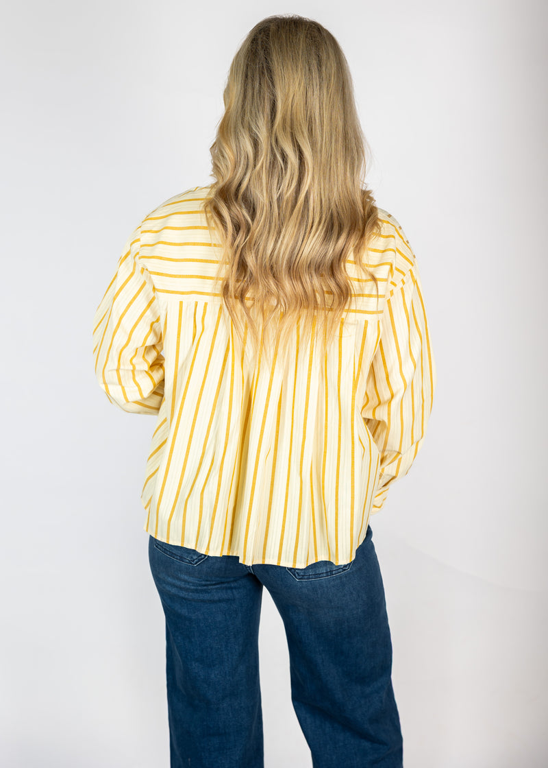 Mustard Stripe Button Down Top