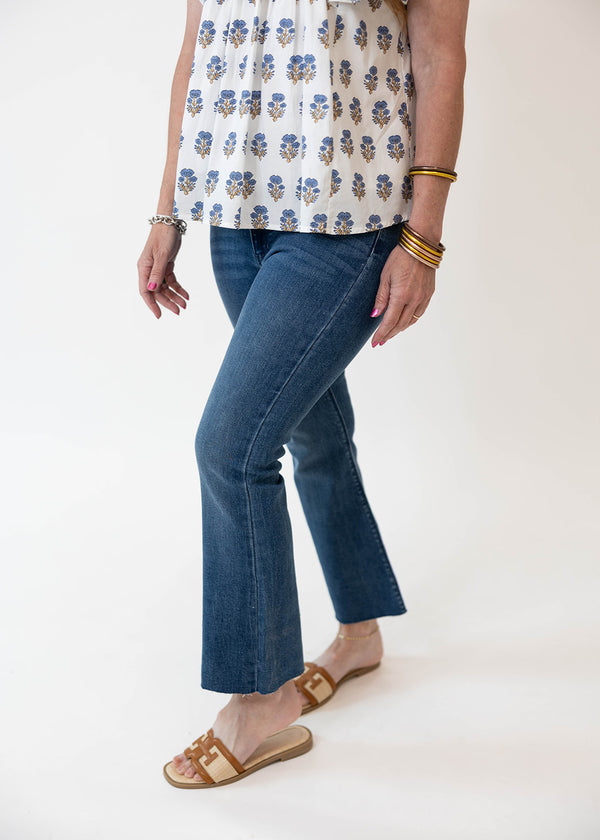 Tonal Crop Flare Jeans: Medium Denim
