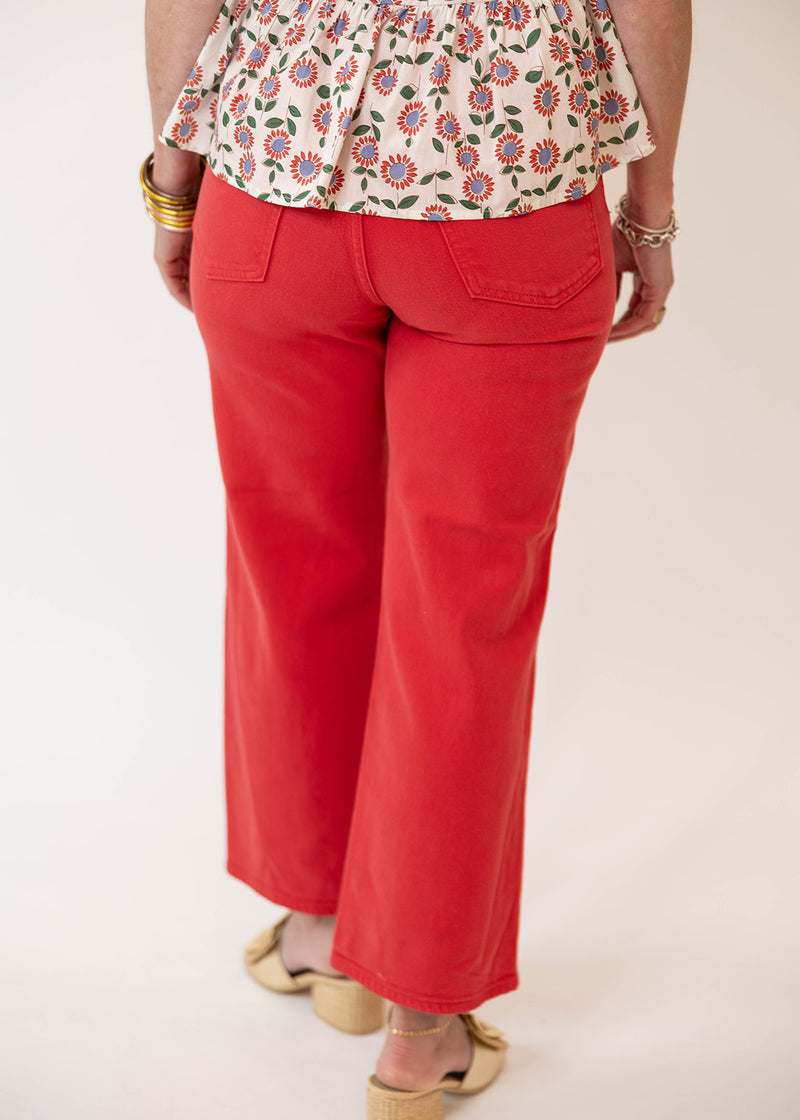 Cherry Red Wide Leg Pants