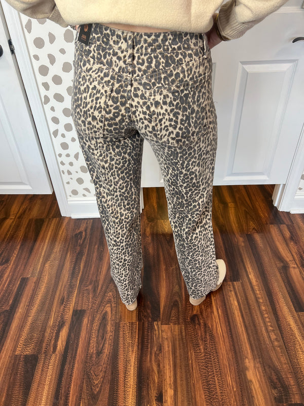 Leopard Print Straight Leg Pants