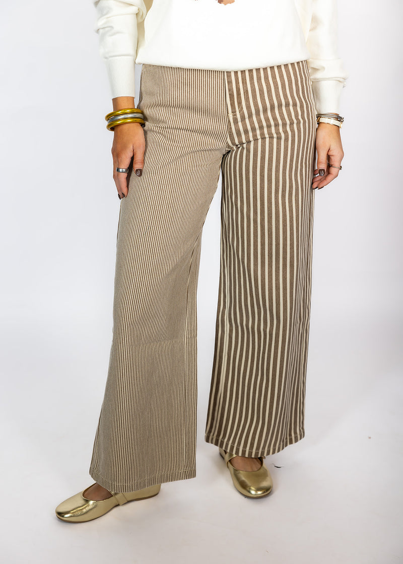 Brown Mixed Stripe Pants