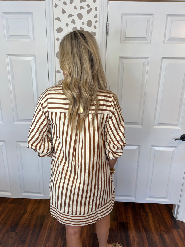 Coconut Stripe Mini Dress